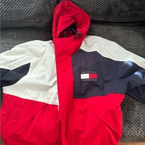 Tommy Hilfiger Men's Red, White, and Blue Performance Windbreaker (RARE)